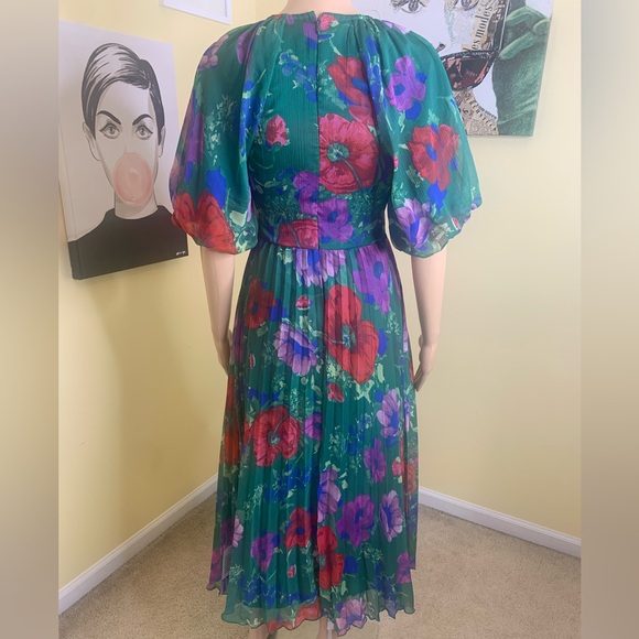 💫HP‼️💫 NWT ASOS DESIGN Floral Midi Dress in Green Multi, Size 6 - Picture 10 of 10